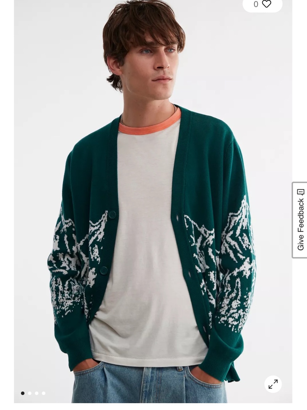 Guess Originals Randy Alpine Cardigan medium, vintage re-edition green sweater